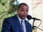 Former Virginia Lt. Governor Justin Fairfax (D-VA) delivers a speech during the Day of Healing and Nationwide Bell Ringing Ceremony