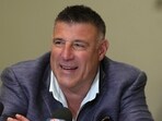 New England Patriots head coach Mike Vrabel speaks to reporters at the NFL football annual meetings