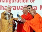 Prime Minister Narendra Modi at the inauguration of Sri Guru Bhairavaikya Mandira at Sri Kshetra Adichunchanagiri in Mandya on Wednesday. (ANI) Prime Minister Narendra Modi at the inauguration of Sri Guru Bhairavaikya Mandira at Sri Kshetra Adichunchanagiri in Mandya on Wednesday. (ANI)