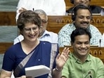 Congress MP Priyanka Gandhi Vadra spoke in the Lok Sabha during the during the special session of the Parliament, in New Delhi on Thursday.