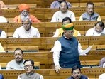 Union Minister Arjun Ram Meghwal speaks in the Lok Sabha during the Special session of Parliament, in New Delhi.