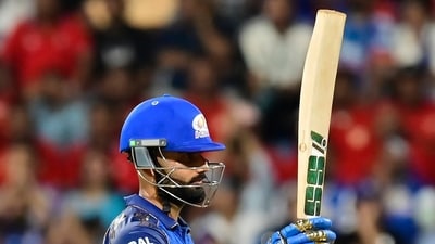 For MI, Naman Dhir registered 50 off 31 balls, packed with three fours and three sixes.Anshuman Poyrekar/Hindustan Times) (Anshuman Poyrekar/HT Photo)