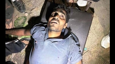 The Fire brigade and locals rescued a man from 7-foot-deep well in Khanna in District Ludhiana on Thursday. (HT Photo) The Fire brigade and locals rescued a man from 7-foot-deep well in Khanna in District Ludhiana on Thursday. (HT Photo)