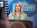 Karoline Leavitt, White House press secretary, during a news conference in the James S. Brady Press Briefing Room of the White House in Washington, DC.