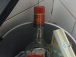 Liquor bottles allegedly found inside a restroom in the main administrative building of the PCMC. (HT PHOTO)