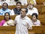 Leader of Opposition in Lok Sabha Rahul Gandhi speaks in the House during the Special session of Parliament, in New Delhi
