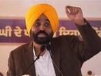 Punjab chief minister Bhagwant Mann on Friday termed the Enforcement Directorate (ED) raids on the residence of his cabinet colleague, Sanjeev Arora, a “murder of democracy.” (HT file photo)