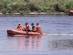 Rescue operation underway in the boat capsize incident in the Yamuna in Vrindavan. (FILE PHOTO)