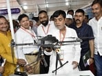 The expected outcomes of MAHA-Drones are decrease in reliance on imports for critical drone-related technologies, strengthening national supply chains and domestic manufacturing capabilities, and improving collaboration and knowledge exchange among academia, national research laboratories, and industry (Santosh Kumar/HT Photo)