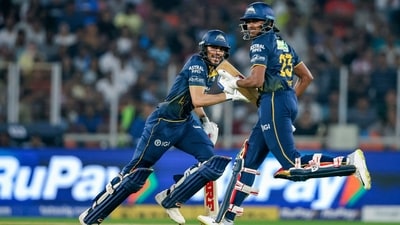 Chasing 181 runs, GT reached 181/5 in 19.4 overs. (ANI Pic Service) Chasing 181 runs, GT reached 181/5 in 19.4 overs. (ANI Pic Service)