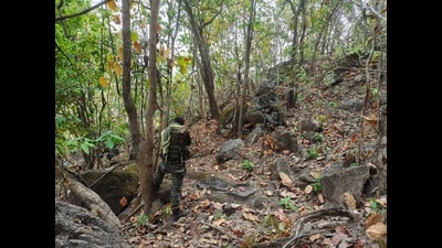 Encounter site in Hazaribag–Chatra border region. (HT photo) Encounter site in Hazaribag–Chatra border region. (HT photo)