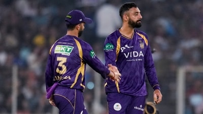 For KKR's bowling department, Varun Chakaravarthy took two wickets. (PTI) For KKR's bowling department, Varun Chakaravarthy took two wickets. (PTI)