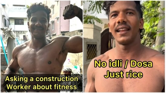Content creator Jayachandran Tamilarasan spotlighted the construction worker’s shredded physique in an Instagram video. (Instagram/ fit.blog.by.jc)