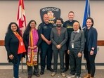 Indo-Canadian representatives on Thursday with police from the city of Windsor and its suburb LaSalle, where Nancy Grewal was killed on March 3. (CoHNA Canada)