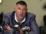 New England Patriots head coach Mike Vrabel speaks to reporters at the NFL football annual meetings