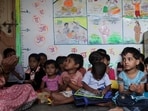 Mumbai...25th November 2010...news... Slumkids studying at Anganwadi, Bandra East - HT Photo by Puneet Chandhok (Hindustan Times)