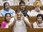 Leader of Opposition in the Lok Sabha, Rahul Gandhi, speaks in the House on Friday.