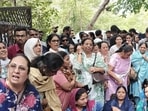 Protest broke out on Friday at the main gate of Poona Christian Cemetery near PCB fire brigade office as members of Christian community gathered to oppose proposed demolition drive by the Board. (HT)