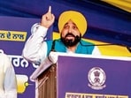 Punjab chief minister Bhagwant Mann addressing a gathering in Amritsar on Friday. (HT Photo)