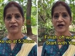 Content creator Jayachandran Tamilarasan spotlighted the 67-year-old woman's healthy daily routine in an Instagram video. (Instagram/ fit.blog.by.jc)