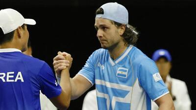 Argentia’s Marco Trungelliti shakes hands with South Korea’s Kwon Soon-woo after winning the match in the Davis Cup qualifiers in Busan, South Korea in February. (REUTERS) Argentia’s Marco Trungelliti shakes hands with South Korea’s Kwon Soon-woo after winning the match in the Davis Cup qualifiers in Busan, South Korea in February. (REUTERS)