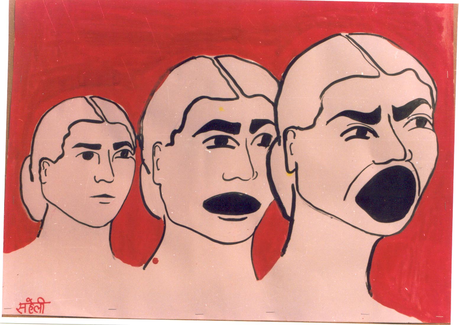 A poster by the artist Sheba Chhachhi illustrates a woman’s journey from silence to speech. (Courtesy Poster Women)