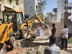 Illegal tin sheds, RCC structures and encroachments on public land were unearthed during this action. (HT) Illegal tin sheds, RCC structures and encroachments on public land were unearthed during this action. (HT)