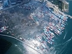 This handout photo taken and released by Malaysia's Sandakan Fire and Rescue Department on April 19, 2026, shows a general view of the Kampung Bahagia water village after a fire, in Sandakan.