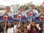Trinamool Congress (TMC) supporters take part in a rally in support of West Bengal Chief Minister Mamata Banerjee as part of an election campaign at Bhabanipur.