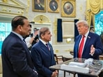 US President Donald Trump during a meeting with Pakistan Prime Minister Shehbaz Sharif and Field Marshal Asim Munir at the White House, in Washington, DC, USA
