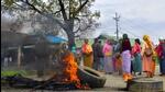 Protestors have blocked roads with wooden logs and burnt tyres. (PTI Photo)
