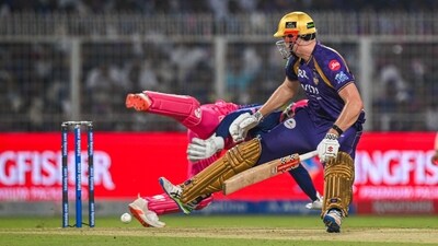 Cameron Green came in and settled some nerves with some quick runs and boundaries. His innings came to an end thanks to the most incredible piece of wicketkeeping the IPL has seen, as Jurel collected a ball down leg before flipping it against his momentum and affecting a stumping. A good 27(13) from Green, ending to something special. (ANI Picture Service) Cameron Green came in and settled some nerves with some quick runs and boundaries. His innings came to an end thanks to the most incredible piece of wicketkeeping the IPL has seen, as Jurel collected a ball down leg before flipping it against his momentum and affecting a stumping. A good 27(13) from Green, ending to something special. (ANI Picture Service)