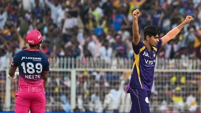 Kartik Tyagi's form has been a big boon for KKR with their fast bowling stocks on the wane. Tyagi bowled a sensational 19th over, taking 3 key wickets, including Shimron Hetmyer – buying his team an extra 10-15 runs late. (Hindustan Times) Kartik Tyagi's form has been a big boon for KKR with their fast bowling stocks on the wane. Tyagi bowled a sensational 19th over, taking 3 key wickets, including Shimron Hetmyer – buying his team an extra 10-15 runs late. (Hindustan Times)