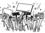 Mahayuti corporators protest in black