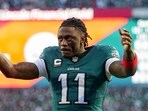 A.J. Brown of the Philadelphia Eagles before the NFC Wild Card Playoff game against the San Francisco 49ers.
