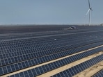 An aerial view of the world’s largest renewable energy plant, the 30 GW Khavda Renewable Energy Park, in Kutch.