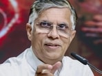 Congress leader Pawan Khera addresses a press briefing at the Congress headquarters, in New Delhi. (AICC)