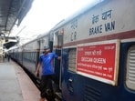 Pune, India - August 2, 2018: Deccan queen train stationed at Pune junction in Pune, India, on Thursday, August 2, 218. (Photo by Shankar Narayan/HT PHOTO)