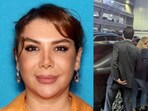 Shamim Mafi (L) and the moment she was arrested by the FBI (R).