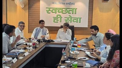 MP Manish Tewari during a meeting of the district-level advisory and monitoring committee in Chandigarh on Monday. (HT Photo) MP Manish Tewari during a meeting of the district-level advisory and monitoring committee in Chandigarh on Monday. (HT Photo)