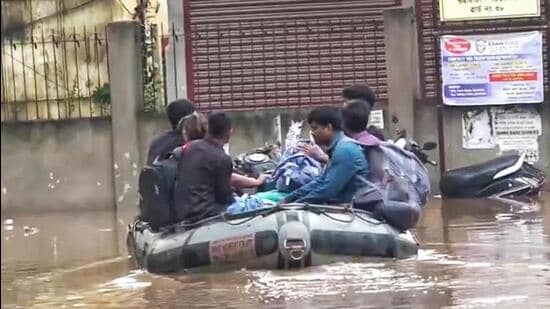 The city recorded more than 100 mm of rainfall in three hours. (HT Sourced Photo)