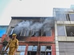 A fire broke out at a plastic manufacturing unit on Monday morning and was doused within an hour by five fire tenders, officials said. (Sunil Ghosh/HT Photo)