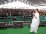 West Bengal CM Mamata Banerjee during an election campaign for West Bengal Assembly elections at Murarai, in Birbhum on Monday. 