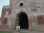 Hazi Kalimudin, an 82-year-old from Bihar’s Araria was visiting the mosque on Monday with his nephew Afzan Khan, who works at a local factory. (HT Photo)