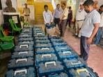 Birbhum: Officials stack Electronic Voting Machine (EVM) and Voter Verifiable Paper Audit Trail (VVPAT) machines.
Birbhum: Officials stack Electronic Voting Machine (EVM) and Voter Verifiable Paper Audit Trail (VVPAT) machines.