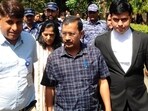 AAP leader Arvind Kejriwal at the Delhi high court. (HT PHOTO)