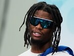 NFC wide receiver George Pickens (3), of the Dallas Cowboys, speaks after being named offensive MVP of the NFL Pro Bowl 