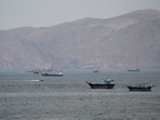 Ships and boats in the Strait of Hormuz on April 22, 2026 amid the conflict between Iran and the US-Israel coalition.