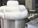 Indian cheese or locally known as paneer made from fresh cow milk are on sale in the open market of varanasi (Shutterstock)