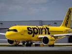 A Spirit Airlines airplane at Fort Lauderdale-Hollywood International Airport (FLL) in Fort Lauderdale, Florida, US.